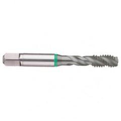 M12x1.75 6H 3-Flute Cobalt Green Ring Semi-Bottoming 40 degree Spiral Flute Tap-TiCN - Benchmark Tooling