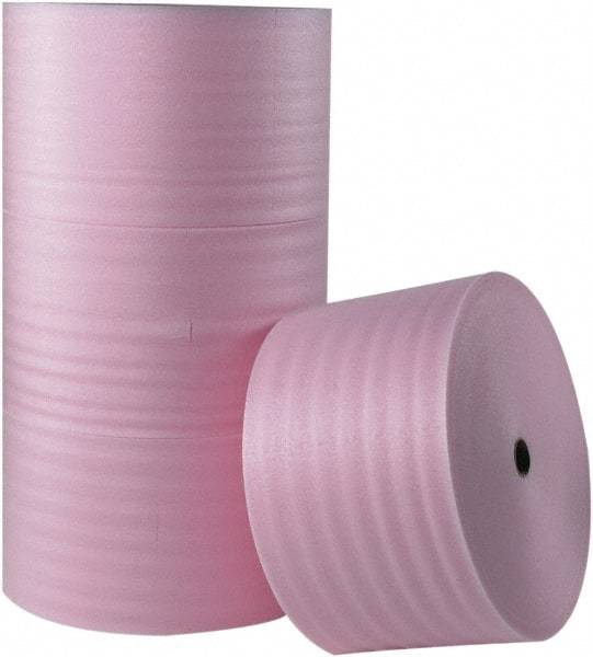 Made in USA - 250' Long x 18" Wide x 1/4" Thick, Polyethylene Foam - Pink - Benchmark Tooling