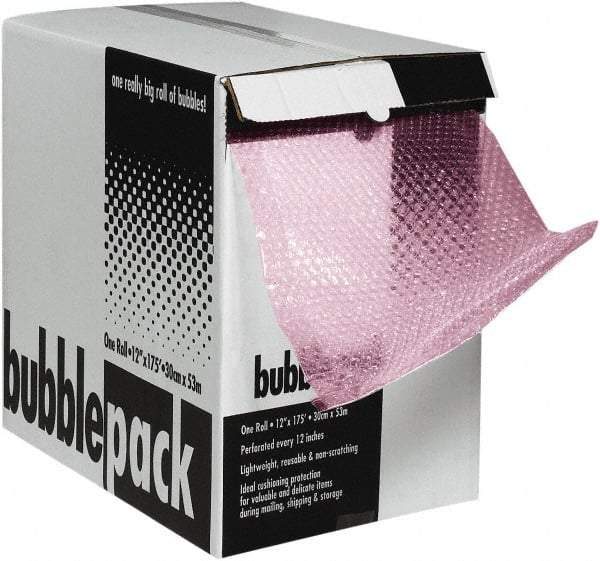 Made in USA - 600" Long x 12" Wide, Antistatic Bubble Roll - Pink, Standard Grade - Benchmark Tooling