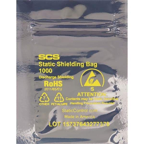 Made in USA - 20" Long x 15" Wide, 3.1 mil Thick, Self Seal Static Shield Bag - Transparent, Metal-In, Standard Grade - Benchmark Tooling