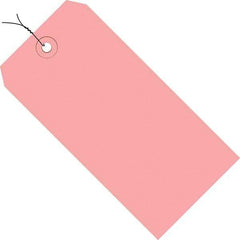 Made in USA - 3-3/4" High x 1-7/8" Long, Safety & Facility Blank Tag - Pink Cardstock - Benchmark Tooling