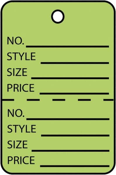 Made in USA - 1-3/4" High x 2-7/8" Long, General Information, English Safety & Facility Retail Tag - Green Cardstock - Benchmark Tooling
