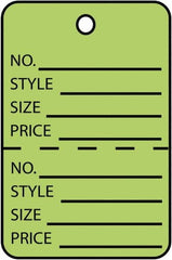 Made in USA - 1-3/4" High x 2-7/8" Long, General Information, English Safety & Facility Retail Tag - Green Cardstock - Benchmark Tooling