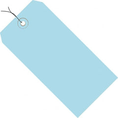 Made in USA - 5-1/4" High x 2-5/8" Long, Safety & Facility Blank Tag - Light Blue Cardstock - Benchmark Tooling