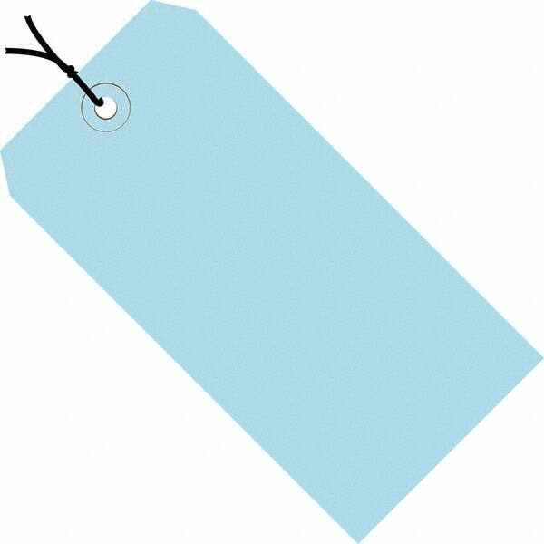Made in USA - 3-3/4" High x 1-7/8" Long, Safety & Facility Blank Tag - Light Blue Cardstock - Benchmark Tooling
