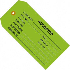 Made in USA - 4-3/4" High x 2-3/8" Long, ACCEPTED, English Safety & Facility Inspection Tag - Green Cardstock - Benchmark Tooling