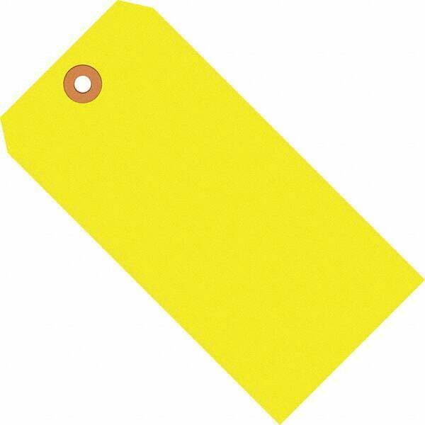 Made in USA - 6-1/4" High x 3-1/8" Long, Safety & Facility Blank Tag - Fluorescent Yellow Cardstock - Benchmark Tooling