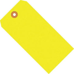 Made in USA - 3-1/4" High x 1-5/8" Long, Safety & Facility Blank Tag - Fluorescent Yellow Cardstock - Benchmark Tooling