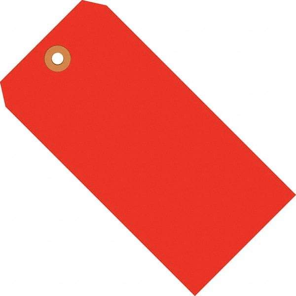 Made in USA - 6-1/4" High x 3-1/8" Long, Safety & Facility Blank Tag - Fluorescent Red Cardstock - Benchmark Tooling