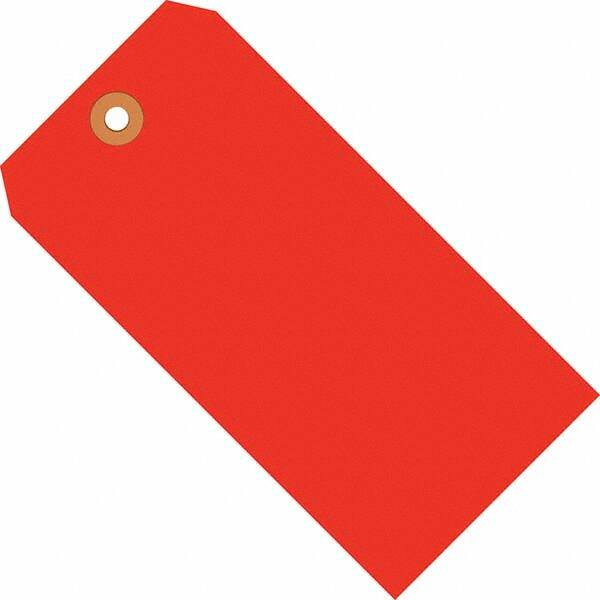 Made in USA - 5-1/4" High x 2-5/8" Long, Safety & Facility Blank Tag - Fluorescent Red Cardstock - Benchmark Tooling