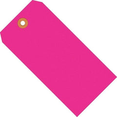 Made in USA - 4-1/4" High x 2-1/8" Long, Safety & Facility Blank Tag - Fluorescent Pink Cardstock - Benchmark Tooling