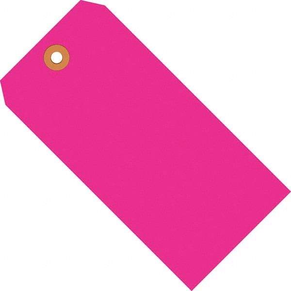 Made in USA - 2-3/4" High x 1-3/8" Long, Safety & Facility Blank Tag - Fluorescent Pink Cardstock - Benchmark Tooling