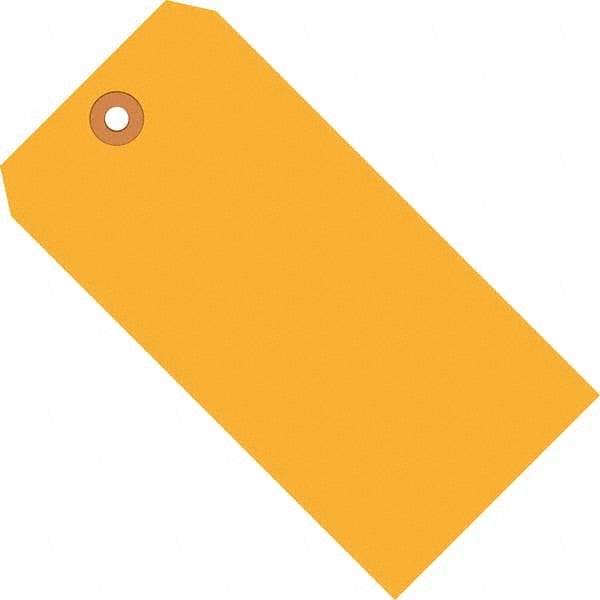 Made in USA - 5-1/4" High x 2-5/8" Long, Safety & Facility Blank Tag - Fluorescent Orange Cardstock - Benchmark Tooling