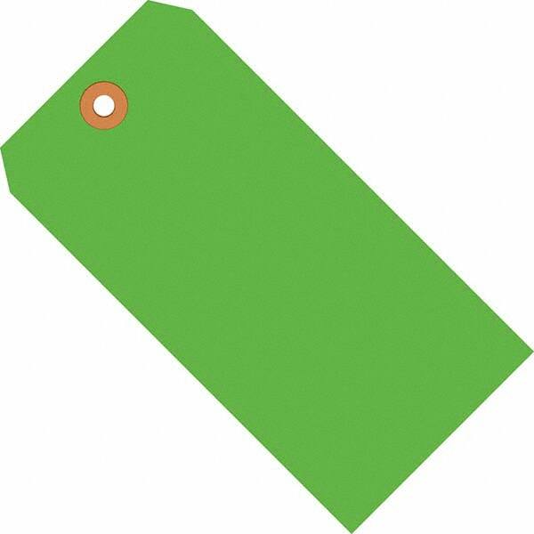 Made in USA - 3-3/4" High x 1-7/8" Long, Safety & Facility Blank Tag - Fluorescent Green Cardstock - Benchmark Tooling