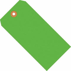 Made in USA - 3-3/4" High x 1-7/8" Long, Safety & Facility Blank Tag - Fluorescent Green Cardstock - Benchmark Tooling