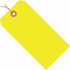 Made in USA - 5-3/4" High x 2-7/8" Long, Safety & Facility Blank Tag - Fluorescent Yellow Cardstock - Benchmark Tooling