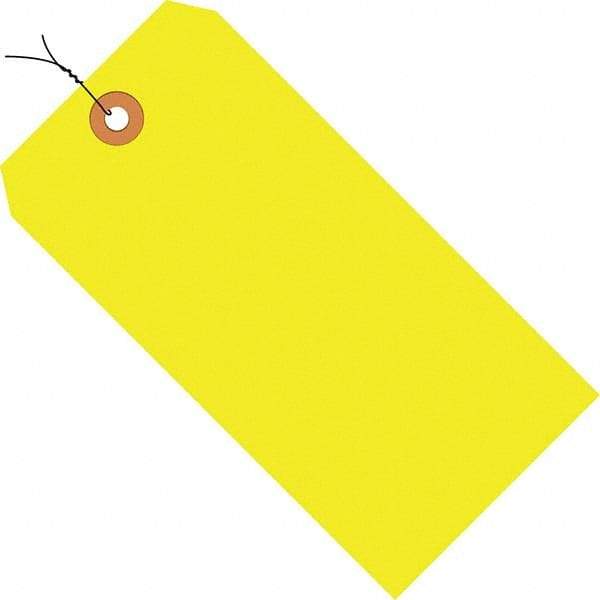 Made in USA - 3-1/4" High x 1-5/8" Long, Safety & Facility Blank Tag - Fluorescent Yellow Cardstock - Benchmark Tooling