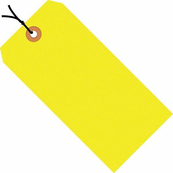 Made in USA - 5-3/4" High x 2-7/8" Long, Safety & Facility Blank Tag - Fluorescent Yellow Cardstock - Benchmark Tooling