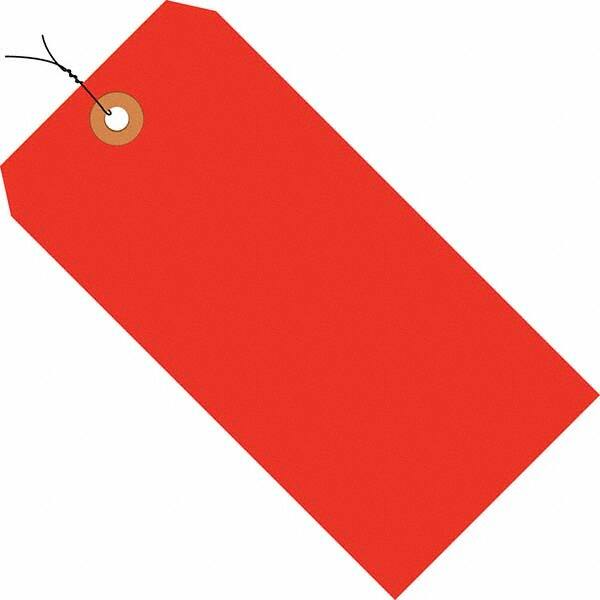 Made in USA - 3-1/4" High x 1-5/8" Long, Safety & Facility Blank Tag - Fluorescent Red Cardstock - Benchmark Tooling