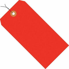 Made in USA - 3-1/4" High x 1-5/8" Long, Safety & Facility Blank Tag - Fluorescent Red Cardstock - Benchmark Tooling