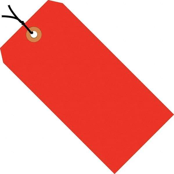 Made in USA - 2-3/4" High x 1-3/8" Long, Safety & Facility Blank Tag - Fluorescent Red Cardstock - Benchmark Tooling