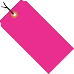 Made in USA - 5-1/4" High x 2-5/8" Long, Safety & Facility Blank Tag - Fluorescent Pink Cardstock - Benchmark Tooling