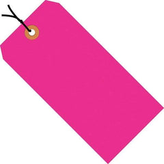 Made in USA - 3-3/4" High x 1-7/8" Long, Safety & Facility Blank Tag - Fluorescent Pink Cardstock - Benchmark Tooling