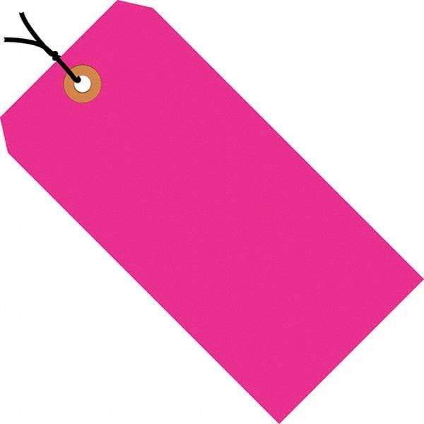 Made in USA - 3-1/4" High x 1-5/8" Long, Safety & Facility Blank Tag - Fluorescent Pink Cardstock - Benchmark Tooling