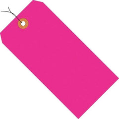 Made in USA - 6-1/4" High x 3-1/8" Long, Safety & Facility Blank Tag - Fluorescent Pink Cardstock - Benchmark Tooling