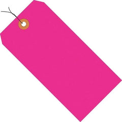 Made in USA - 3-1/4" High x 1-5/8" Long, Safety & Facility Blank Tag - Fluorescent Pink Cardstock - Benchmark Tooling