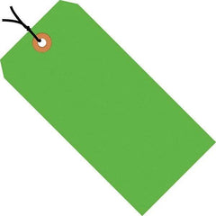 Made in USA - 5-3/4" High x 2-7/8" Long, Safety & Facility Blank Tag - Fluorescent Green Cardstock - Benchmark Tooling