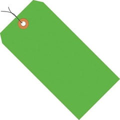Made in USA - 2-3/4" High x 1-3/8" Long, Safety & Facility Blank Tag - Fluorescent Green Cardstock - Benchmark Tooling