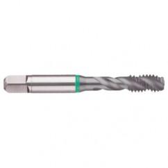 1-1/8-7 2B 4-Flute Cobalt Green Ring Semi-Bottoming 40 degree Spiral Flute Tap-TiCN - Benchmark Tooling