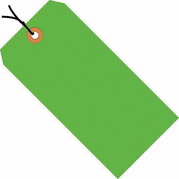 Made in USA - 4-1/4" High x 2-1/8" Long, Safety & Facility Blank Tag - Fluorescent Green Cardstock - Benchmark Tooling