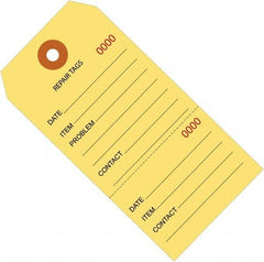 Made in USA - 6-1/4" High x 3-1/8" Long, Repair, English Safety & Facility Inspection Tag - Yellow Cardstock - Benchmark Tooling