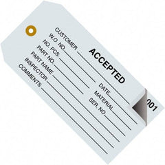 Made in USA - 4-3/4" High x 2-3/8" Long, ACCEPTED, English Safety & Facility Inspection Tag - Blue Cardstock - Benchmark Tooling