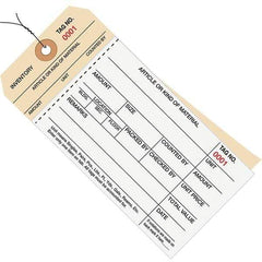 Made in USA - 6-1/4" High x 3-1/8" Long, Inventory, English Safety & Facility Numbered Tag - White & Manila Cardstock - Benchmark Tooling