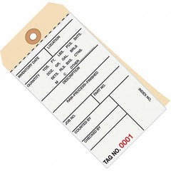 Made in USA - 6-1/4" High x 3-1/8" Long, Inventory, English Safety & Facility Numbered Tag - White & Manila Cardstock - Benchmark Tooling