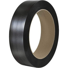 Made in USA - 3,600' Long x 5/8" Wide, Coil Case Polyester Hand Strapping - 1,100 Lb Capacity, 0.03" Thick - Benchmark Tooling