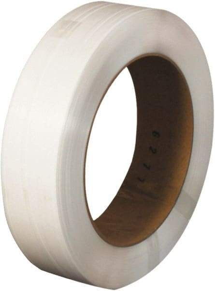 Made in USA - 9,000' Long x 1/2" Wide, Coil Case Polypropylene Strapping - 300 Lb Capacity, 0.017" Thick - Benchmark Tooling