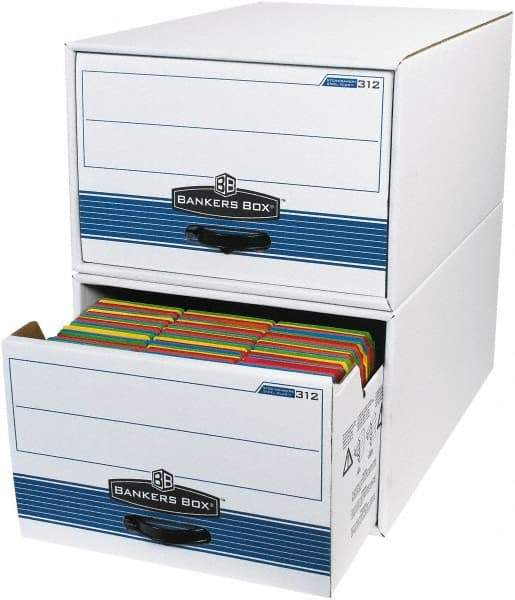 Made in USA - 1 Compartment, 15" Wide x 24" Deep, File Storage Boxes - Corrugated Cardboard, White - Benchmark Tooling