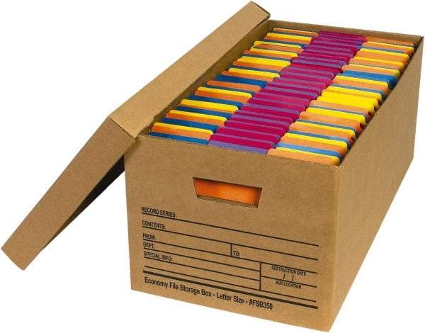 Made in USA - 1 Compartment, 12" Wide x 24" Deep, File Storage Boxes - Corrugated Cardboard, Kraft (Color) - Benchmark Tooling