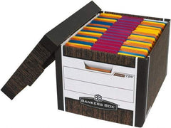 Made in USA - 1 Compartment, 12" Wide x 15" Deep, File Storage Boxes - Corrugated Cardboard, Wood Grain (Color) - Benchmark Tooling