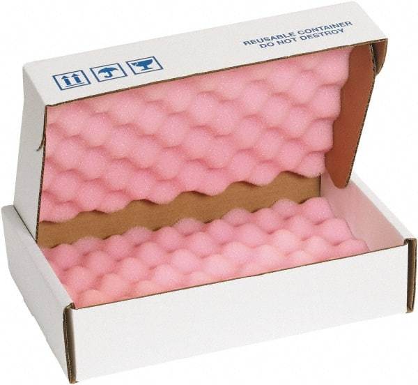 Made in USA - 12" Long x 8" Wide, Antistatic Foam Shippers - Pink & White, Standard Grade - Benchmark Tooling