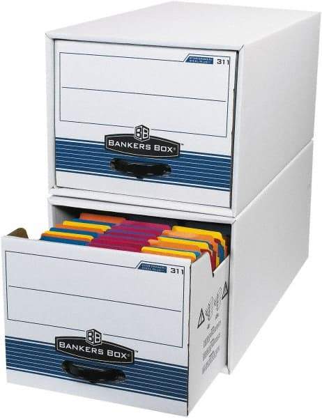 Made in USA - 1 Compartment, 12" Wide x 24" Deep, File Storage Boxes - Corrugated Cardboard, White - Benchmark Tooling