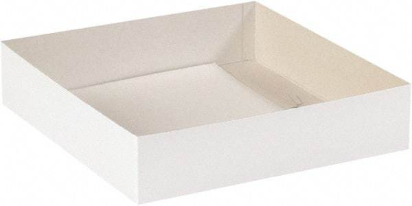 Made in USA - 14" Wide x 14" Long x 3" High Rectangle Chipboard Box - 1 Wall, White - Benchmark Tooling