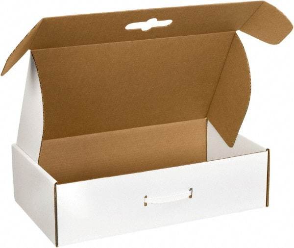 Made in USA - 11-3/8" Wide x 18-1/4" Long x 4-1/2" High Rectangle Corrugated Shipping Box - 1 Wall, White - Benchmark Tooling