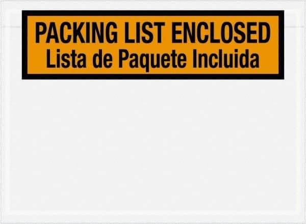 Value Collection - 1,000 Piece, 7-1/2" Long x 5-1/2" Wide, Packing List Envelope - Orange - Benchmark Tooling