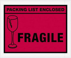 Value Collection - 1,000 Piece, 4-1/2" Long x 5-1/2" Wide, Packing List Envelope - Packing List Enclosed - Fragile, Red - Benchmark Tooling