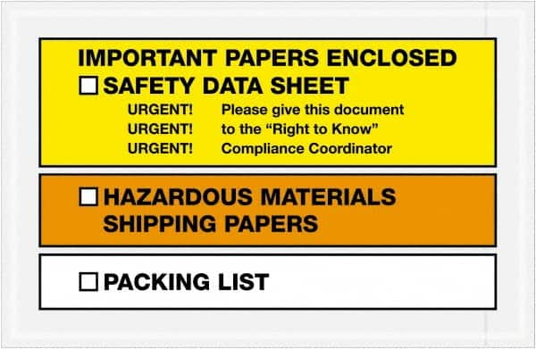 Value Collection - 1,000 Piece, 6-1/2" Long x 10" Wide, Packing List Envelope - Important Papers Enclosed, Yellow/Orange - Benchmark Tooling